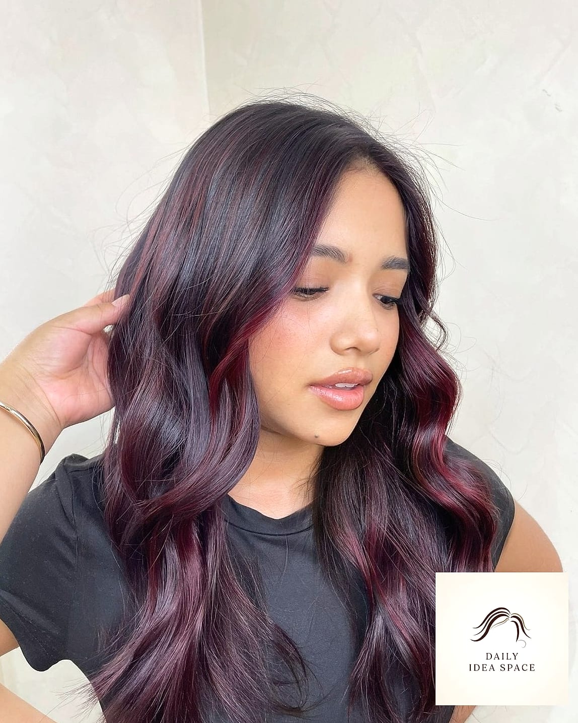 20 Peekaboo Hair Color Ideas That Are Breathtakingly Beautiful 8 Auburn with Burgundy Peekaboo