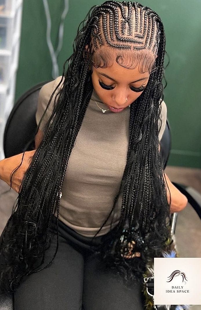 23 Big Cornrows Hairstyles Inspo Ideas Worth Pinning Immediately 5 Big Boho Cornrows With Curly Ends