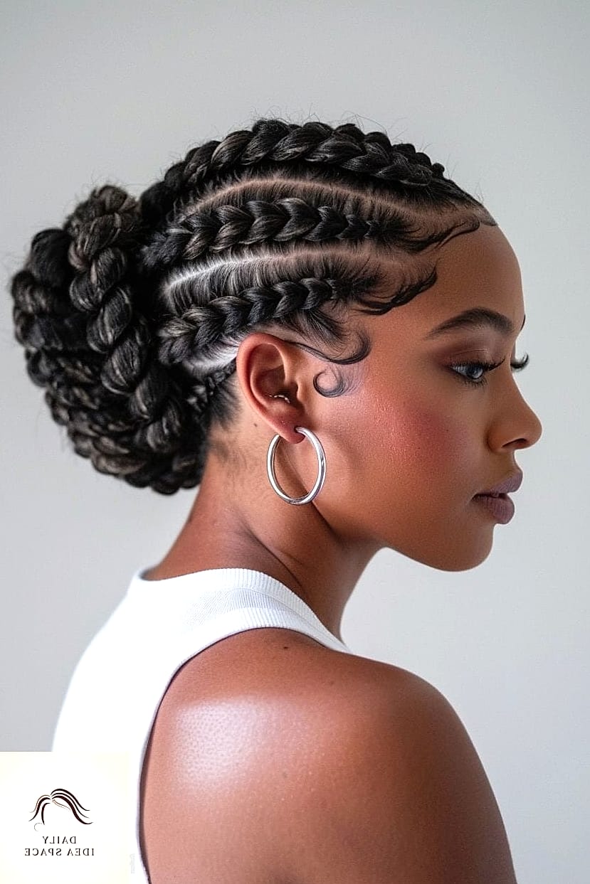23 Big Cornrows Hairstyles Inspo Ideas Worth Pinning Immediately 16 Big Cornrows With A Bantu Knot Finish