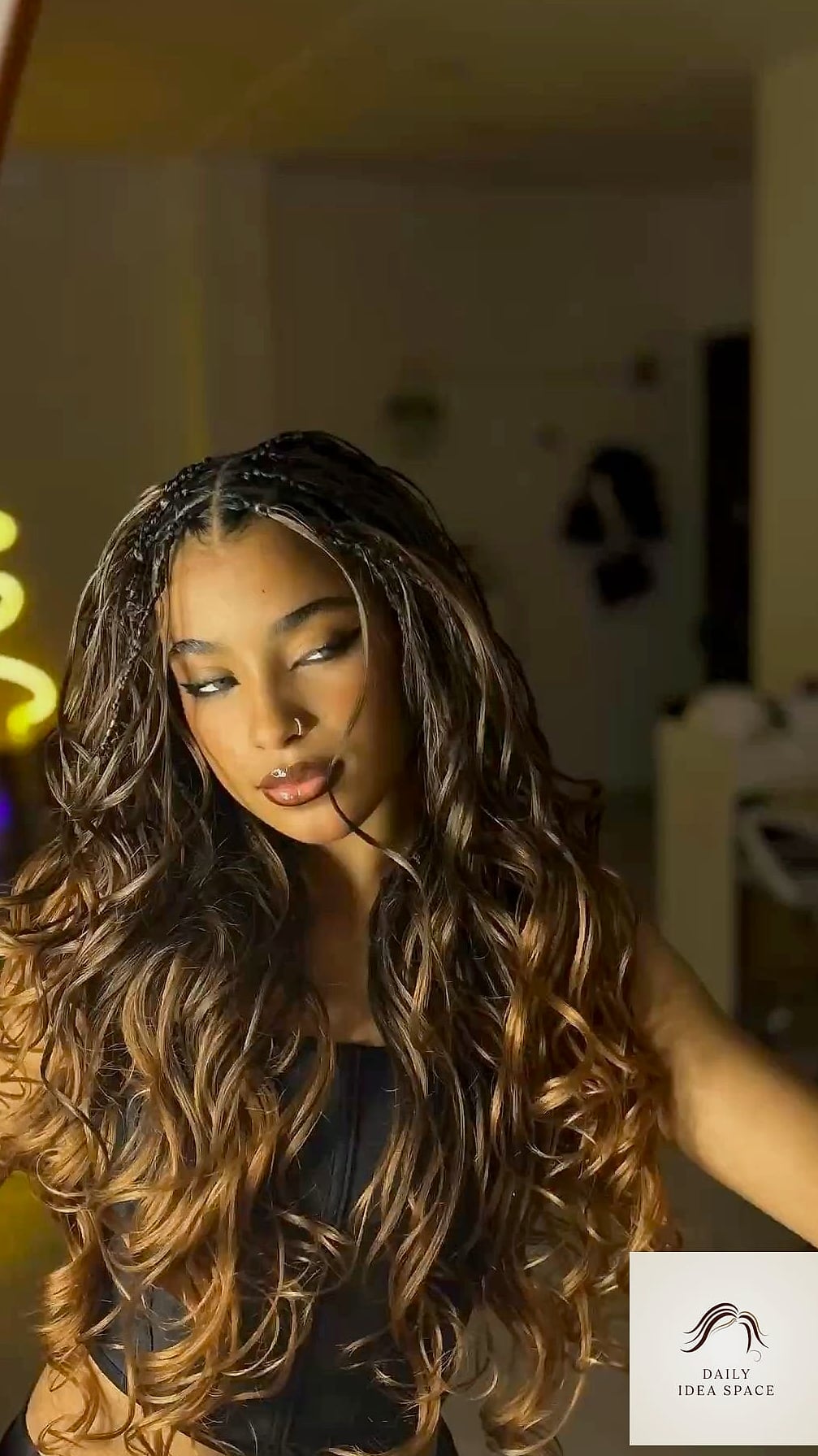 27 Boho French Curl Braids Ideas That Every Stylist Needs to See 7 Black Boho Braids with Pink Peekaboo Strands