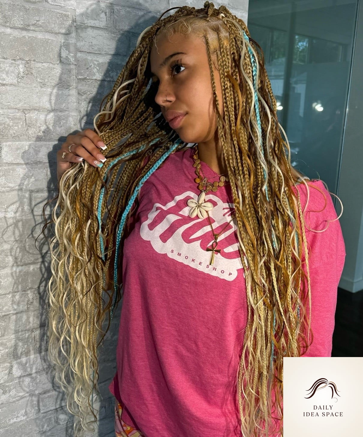 25 Blonde Braids Ideas That Are Going Viral on Pinterest Right Now 4 Blonde Boho Braids with Peekaboo Color