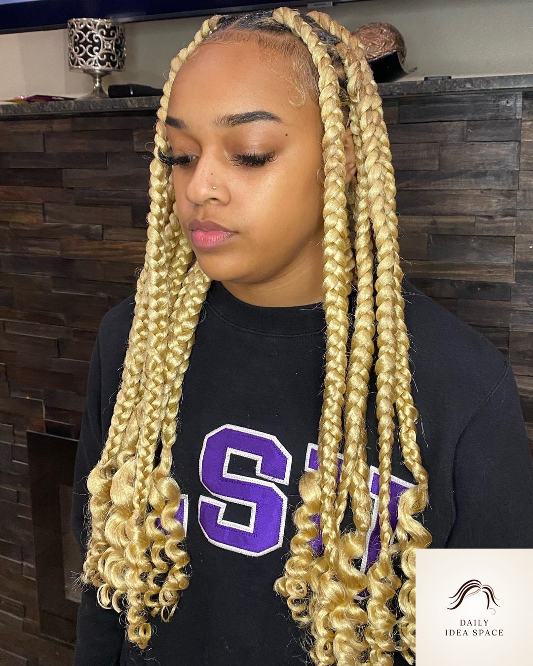 25 Blonde Braids Ideas That Are Going Viral on Pinterest Right Now 5 Blonde Box Braids with Curly Ends