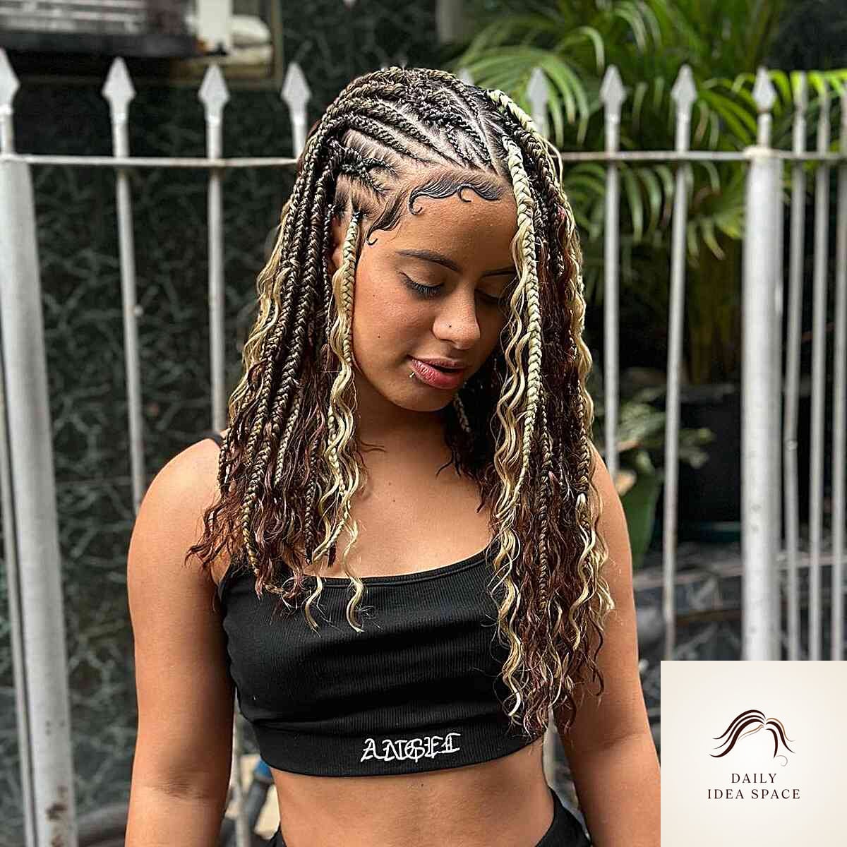 Blonde Feed-In Braids with Sleek Edges