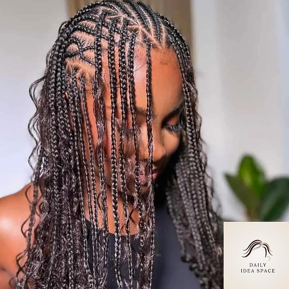 28 Flip Over Fulani Braids Looks You'll Want to Screenshot Immediately 7 Bohemian Flip with Loose Curly Extensions