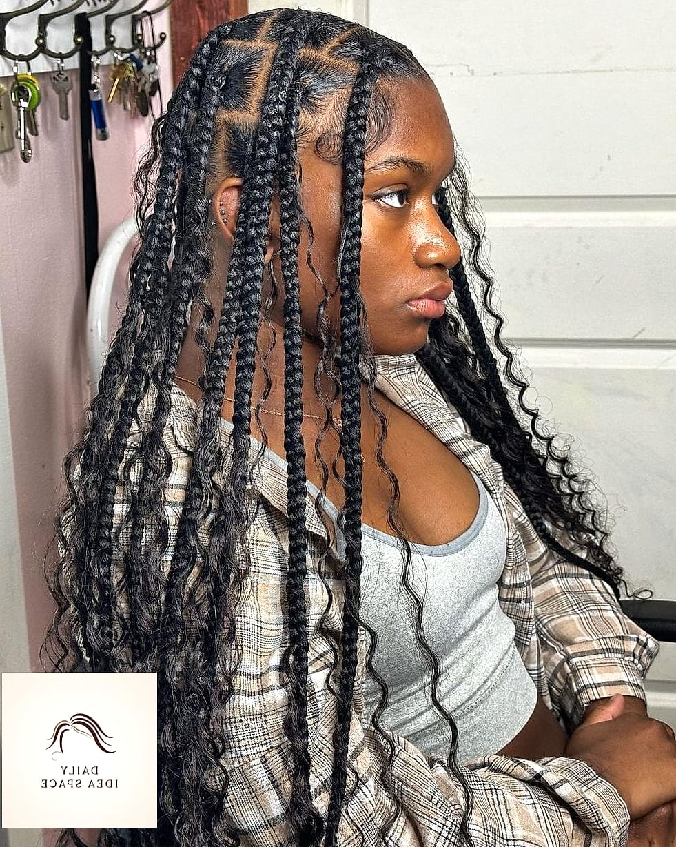 28 Jumbo Box Braids Looks You'll Want to Screenshot Immediately 13 Bohemian Jumbo Braids