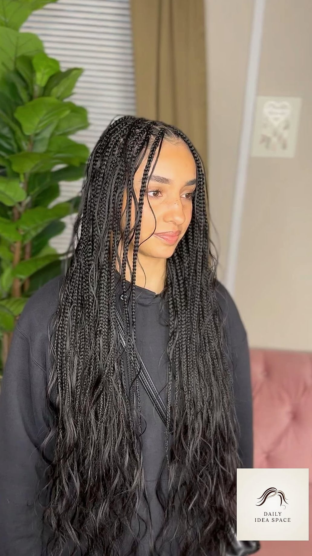 Bohemian Knotless Box Braids with Loose Curls