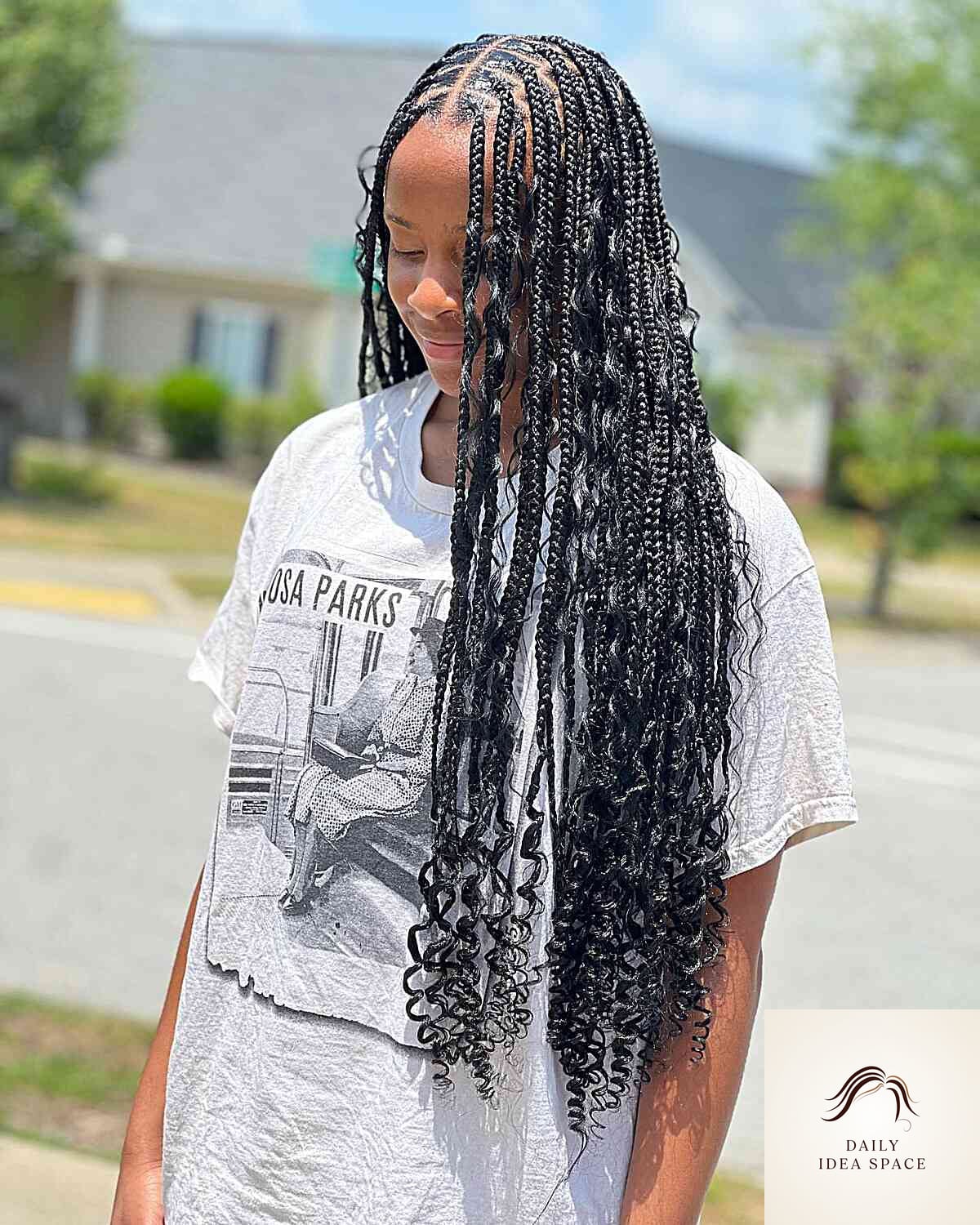 Boho Box Braids with Spring Twists