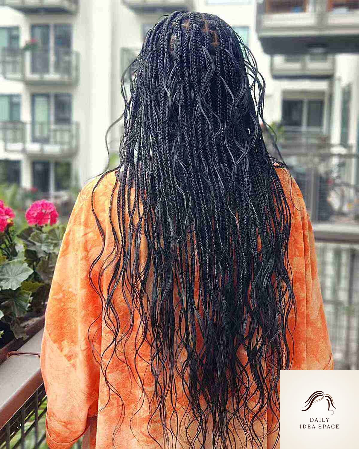 Boho Knotless Braids with Wavy Pieces