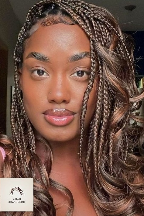 27 Boho French Curl Braids Ideas That Every Stylist Needs to See 10 Boho Knotless Braids with Wavy Pieces