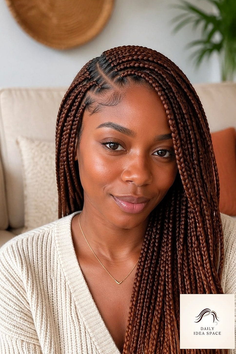 Box Braids with Curved Parts
