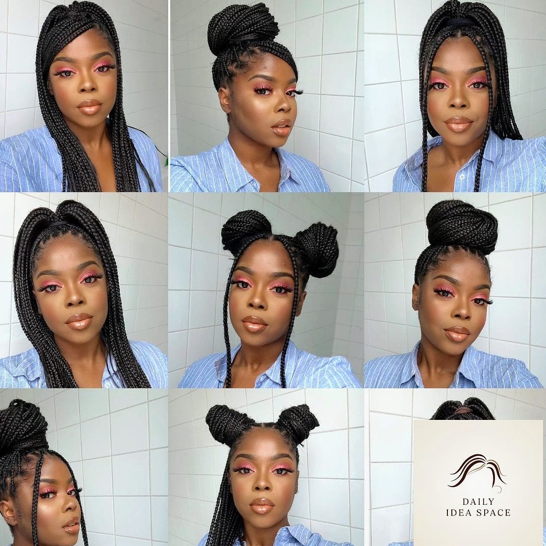 Box Braids with Face-Framing Pieces