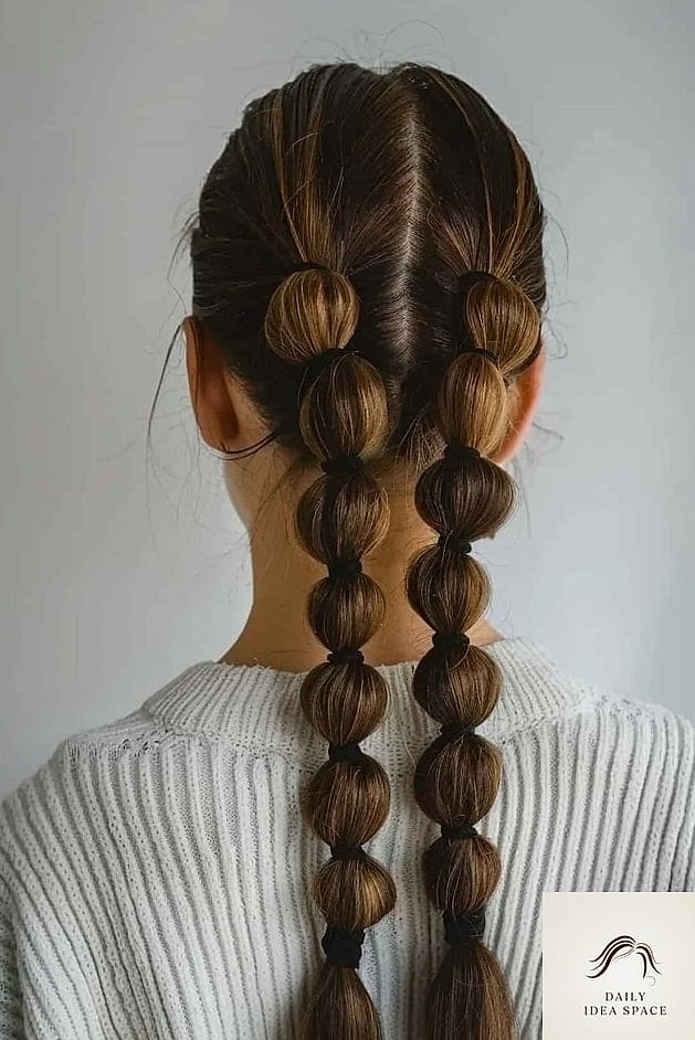 Braided Bubble Ponytail
