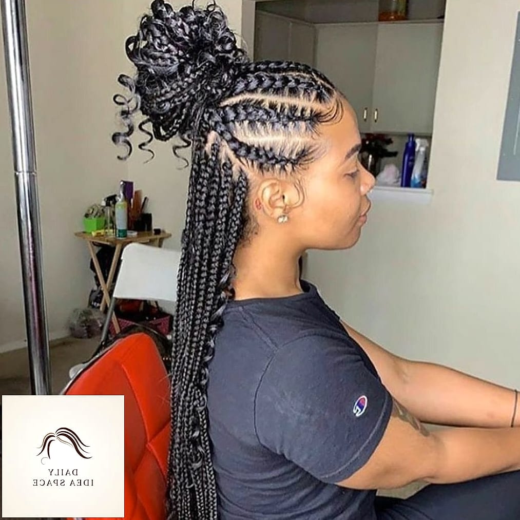 Braided High Ponytail With Wrapped Base