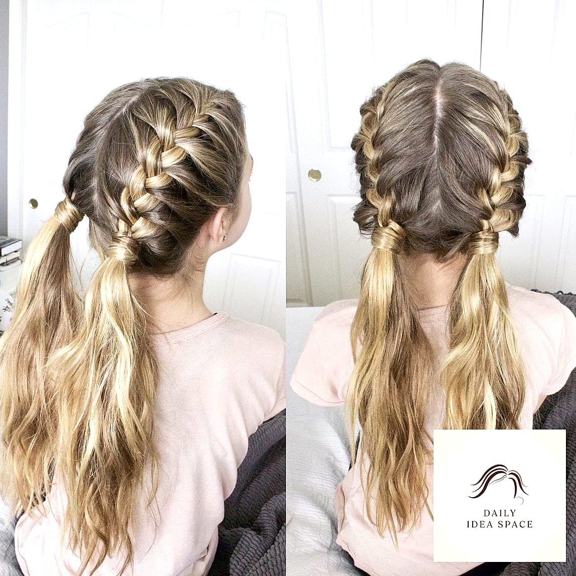 22 Two Braids Ideas That Will Transform Your Look 15 Braided Pigtails with a Middle Part