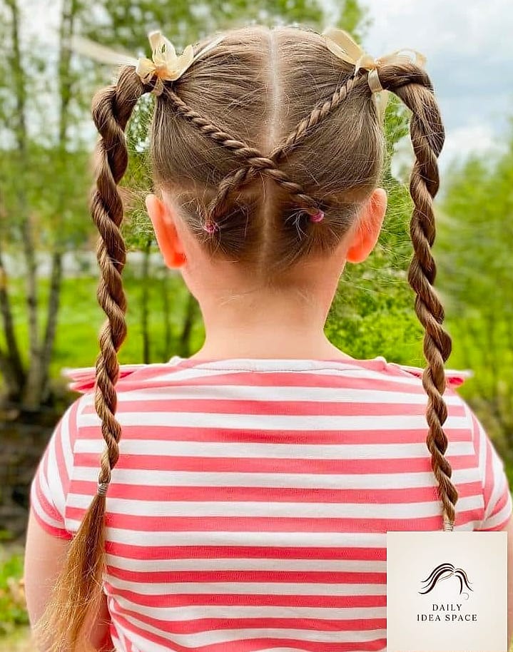 22 Two Braids Hairstyle Ideas That Will Transform Your Look 11 Braided Pigtails with Ribbon