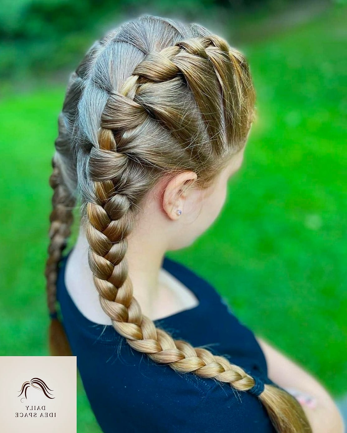 Braided Pigtails Over Curly Hair