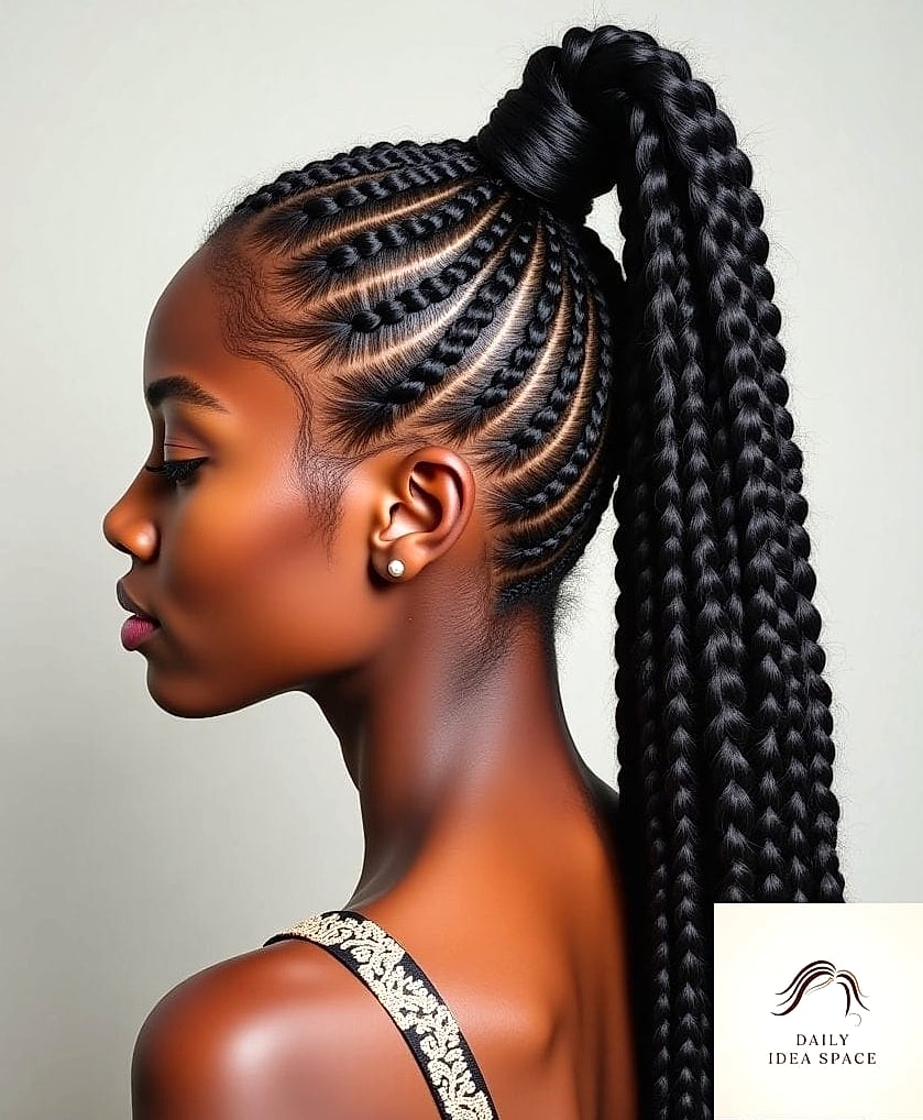 Braided Ponytail with Volume at the Crown
