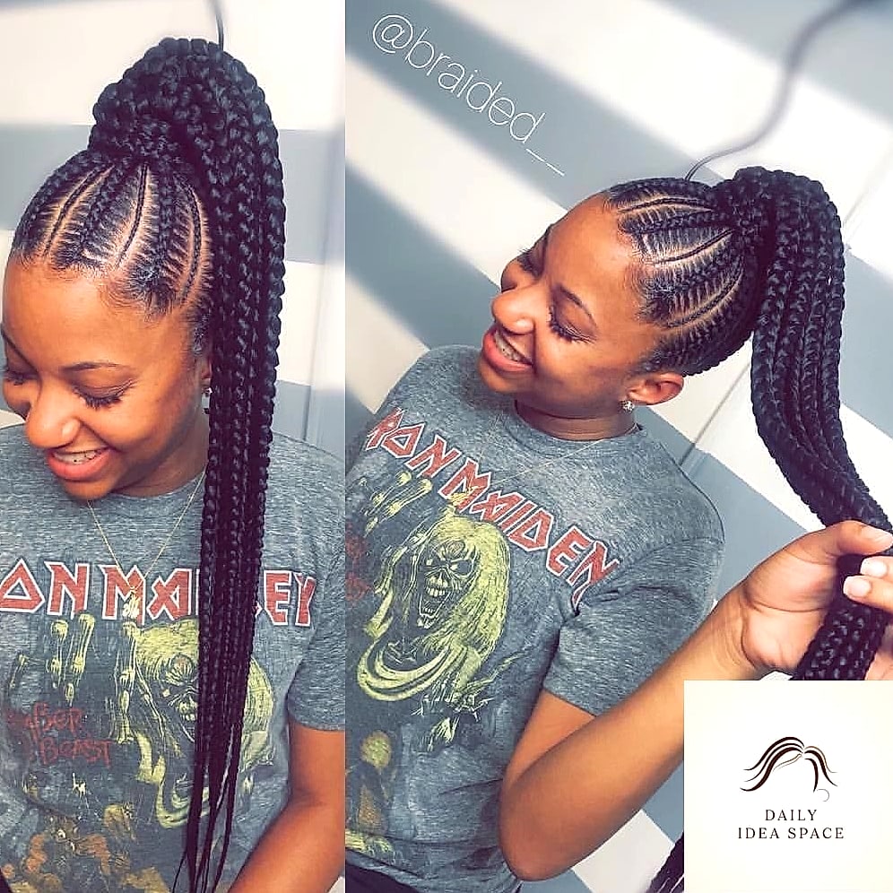 Braided Ponytail with Box Braids