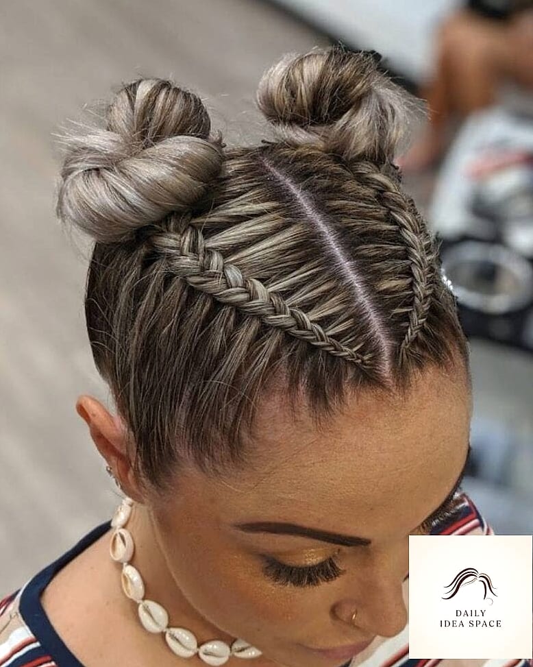 24 Cute Braided Hairstyles Ideas That Are Absolutely Stunning 16 Braided Space Buns