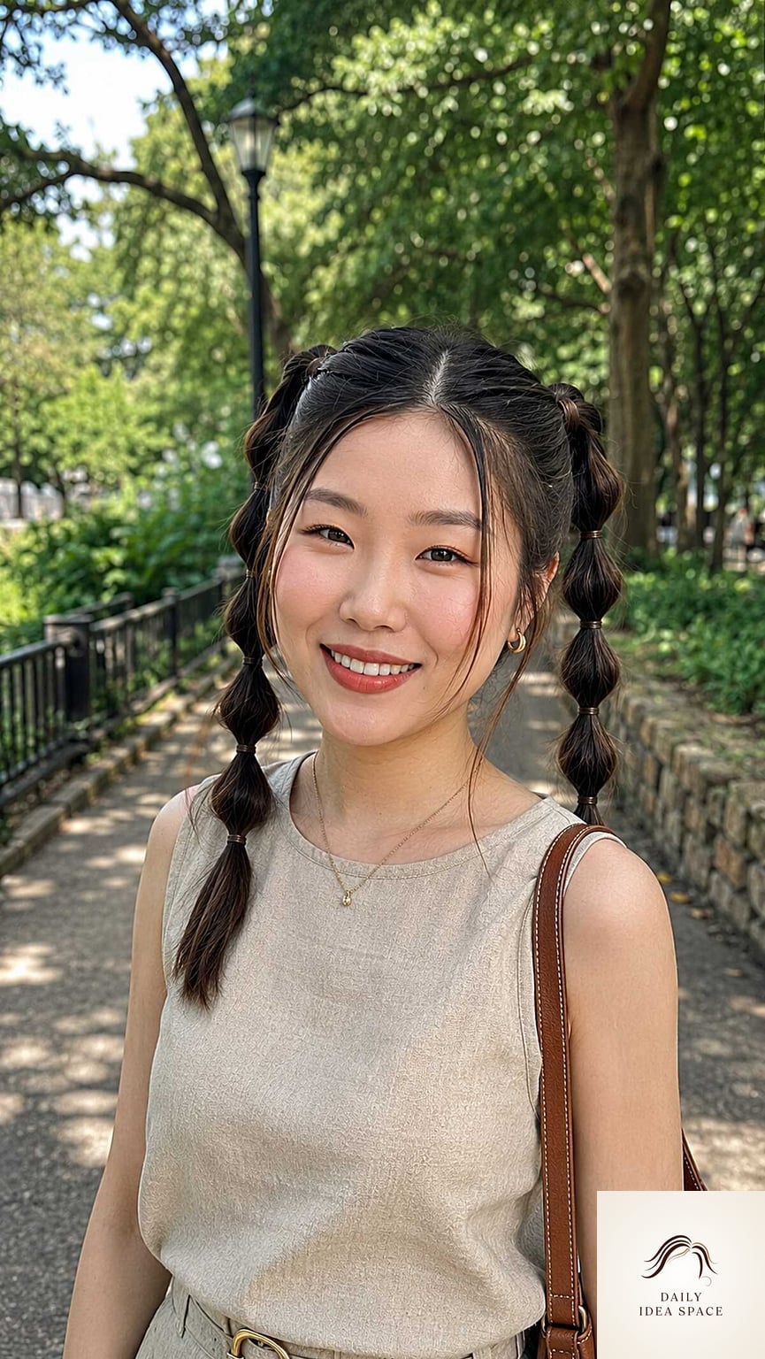 Bubble Braided Pigtails in the Park