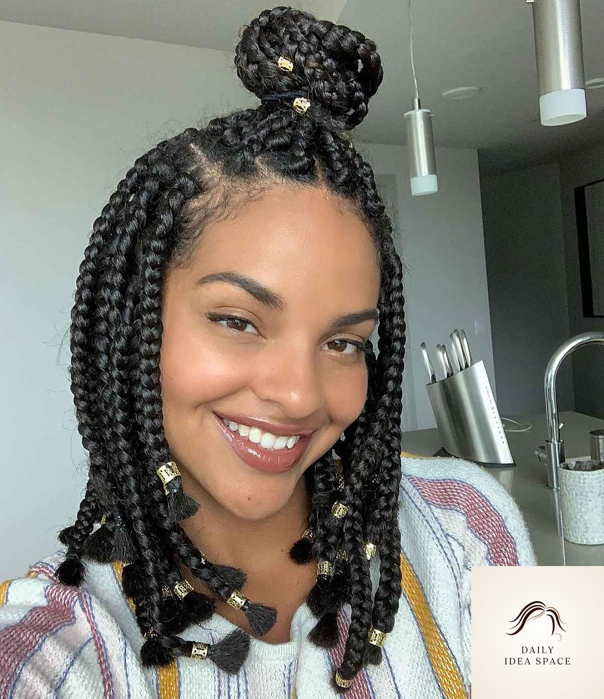 25 Tranças Box Braids Ideas That Are Going Viral on Pinterest Right Now 10 Bun Updo for Short Box Braids