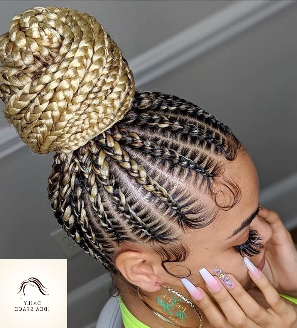 27 Short Braids Ideas Every Woman Needs to See 7 Bun Updo for Short Box Braids