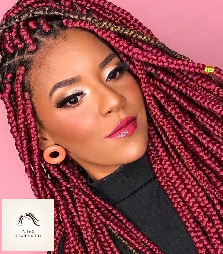 Burgundy Box Braids