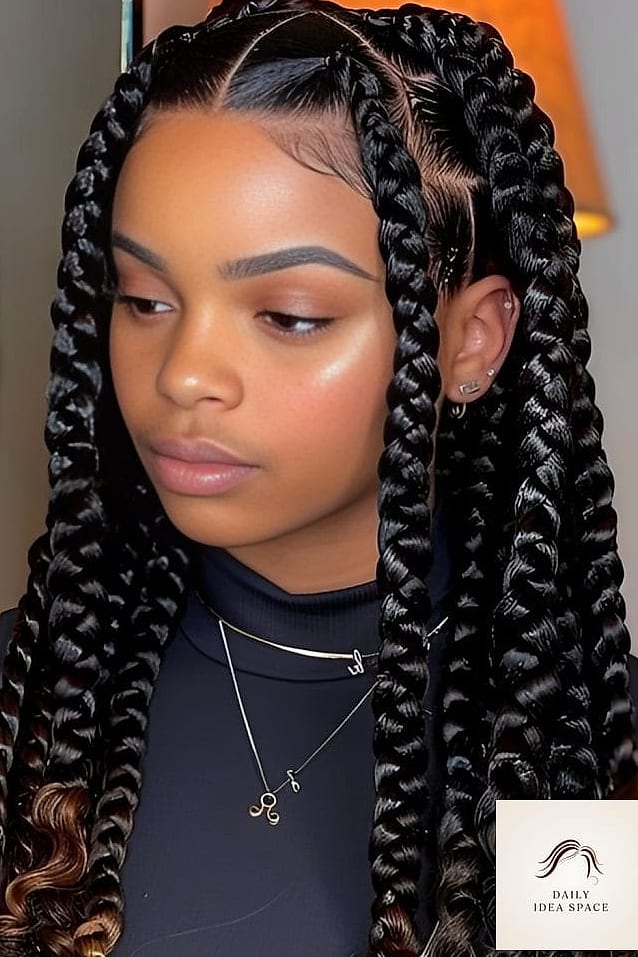 Chunky Braided Pigtail Buns