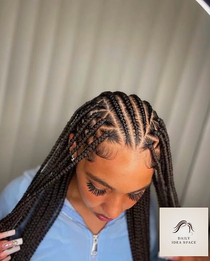 28 Flip Over Fulani Braids Looks You'll Want to Screenshot Immediately 17 Chunky Flip with Rubber Band Sections