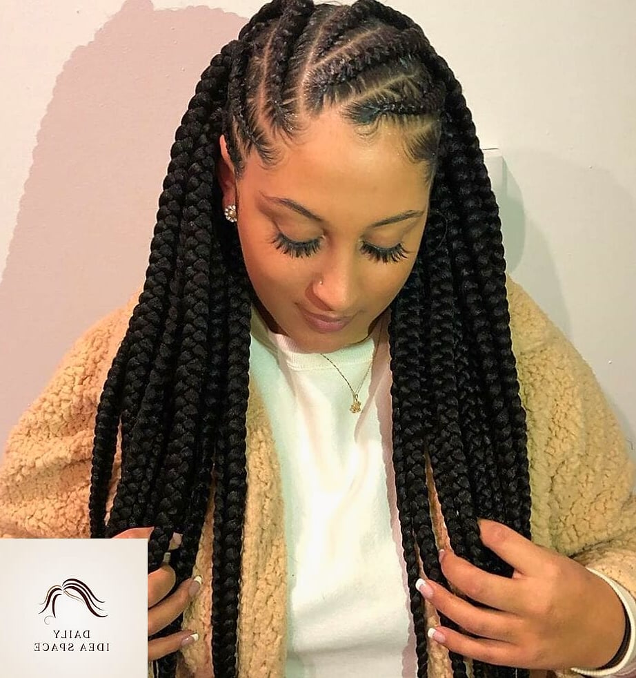 Chunky Goddess Braids with a Middle Part