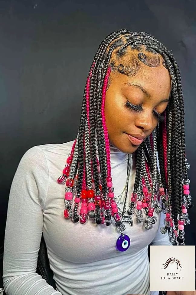Colored Braids and Beads with Sleek Edges