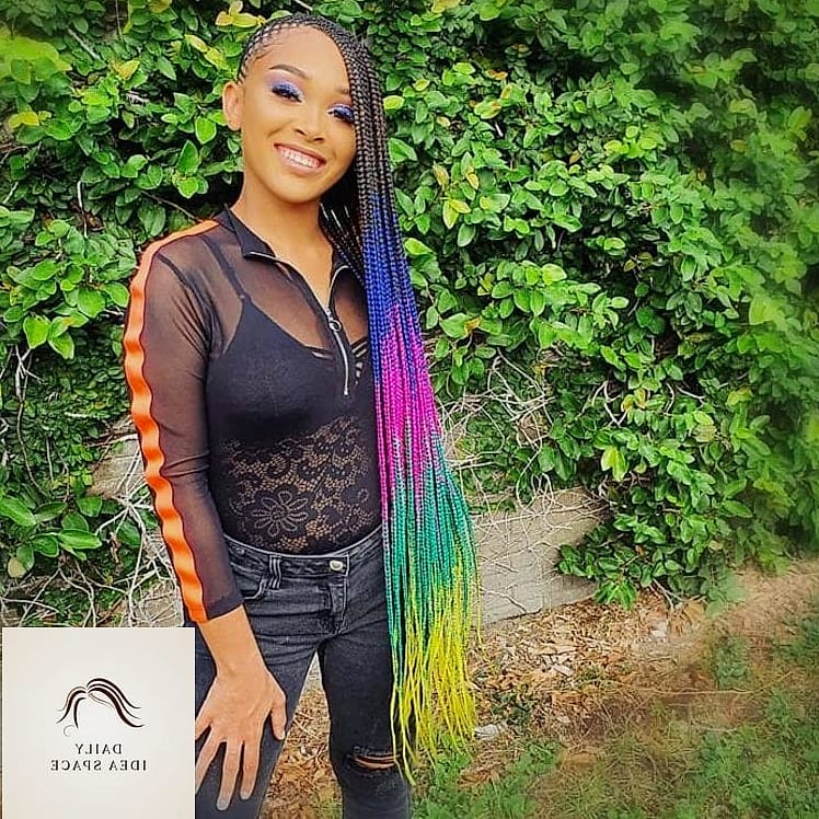 20 Lemonade Braids Hairstyles Ideas That Will Make You Book Your Appointment Immediately 11 Colorful Rainbow Lemonade Braids