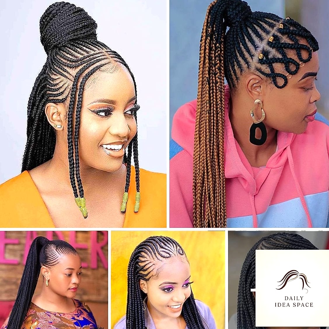 27 Cornrows Braids For Black Women Ideas Every Woman Needs to See 14 Colorful Yarn Wrapped Cornrows