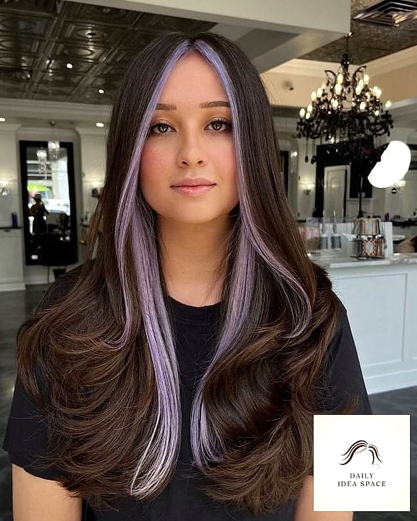 20 Peekaboo Hair Color Ideas That Are Breathtakingly Beautiful 20 Cool Brown with Icy Blue Peekaboo