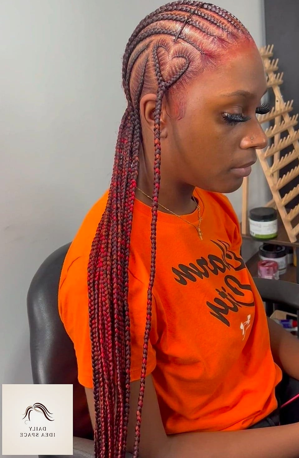 Copper Brown Braided Half-Up Style