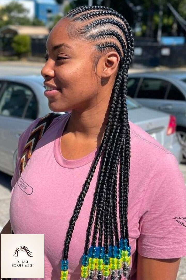 26 Cornrow Hairstyles For Black Women Ideas That Are Gorgeous and So Inspiring 4 Cornrow Braids With Beads