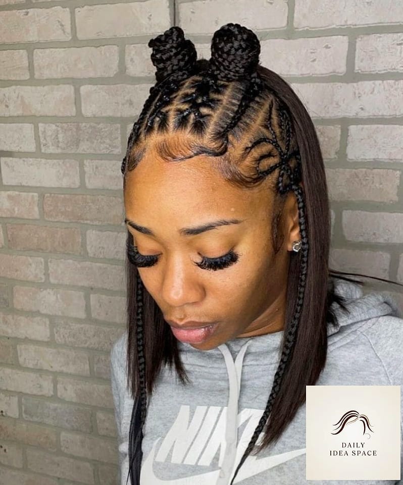 Cornrow Braids With a Quick Weave Bang