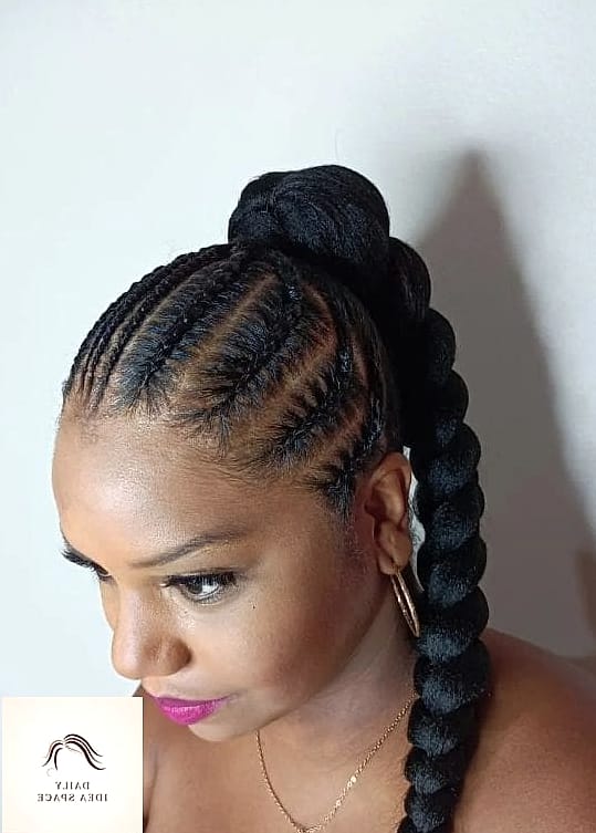 27 Cornrows Braids For Black Women Ideas Every Woman Needs to See 8 Cornrow Ponytail with a Sleek Wrapped Base