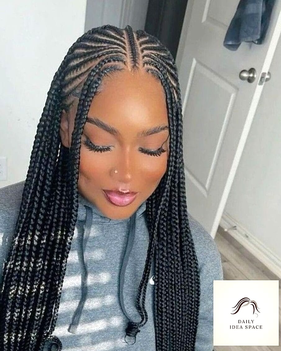 Cornrows with Box Braid Extensions