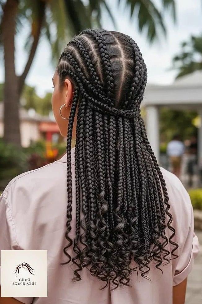 22 Cornrows Styles Ideas That Will Transform Your Look 5 Cornrows with Curly Ends