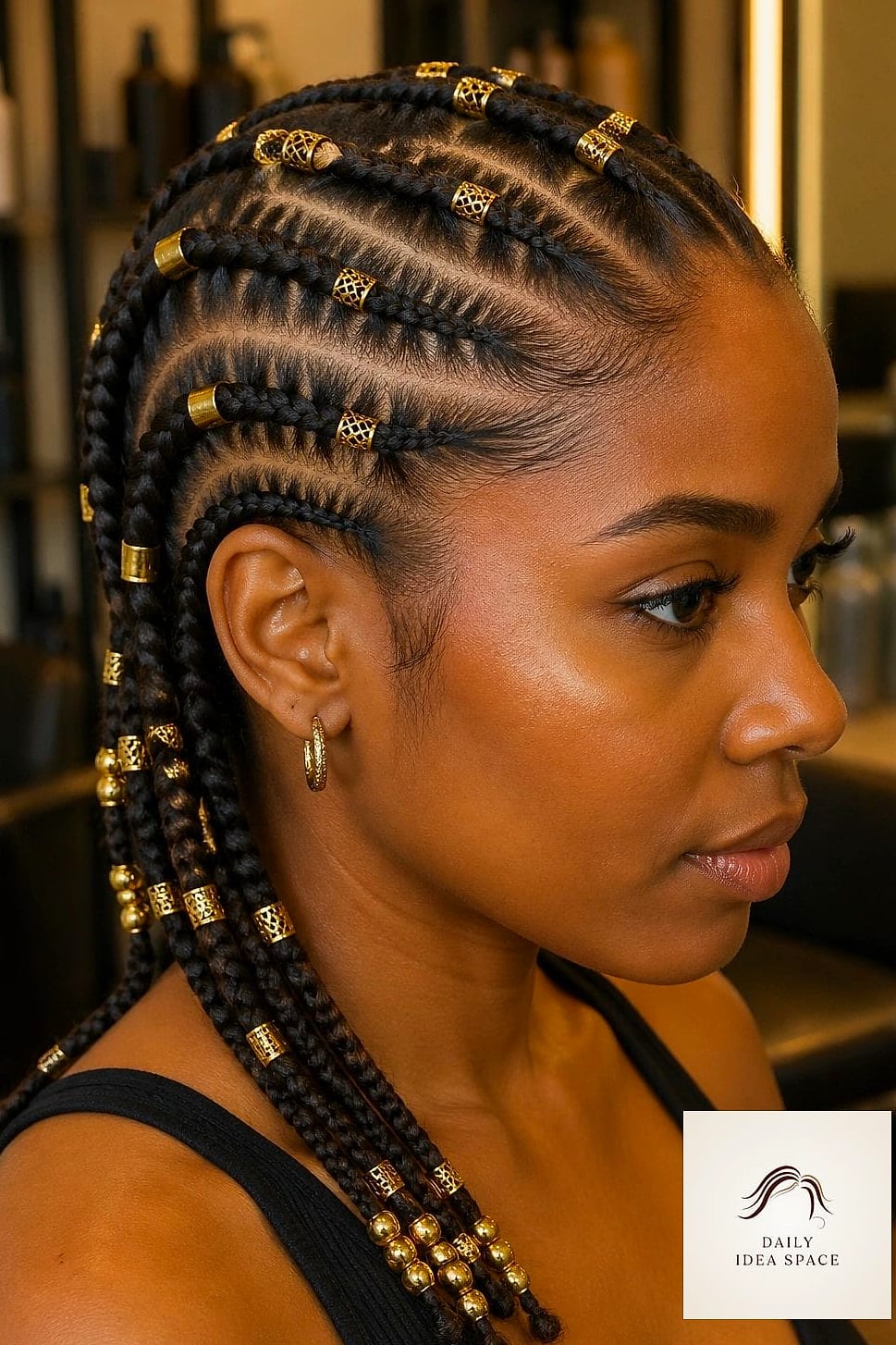 23 Cornrows Braids Inspo Ideas Worth Pinning Immediately 13 Cornrows with Gold Cuffs and Beads