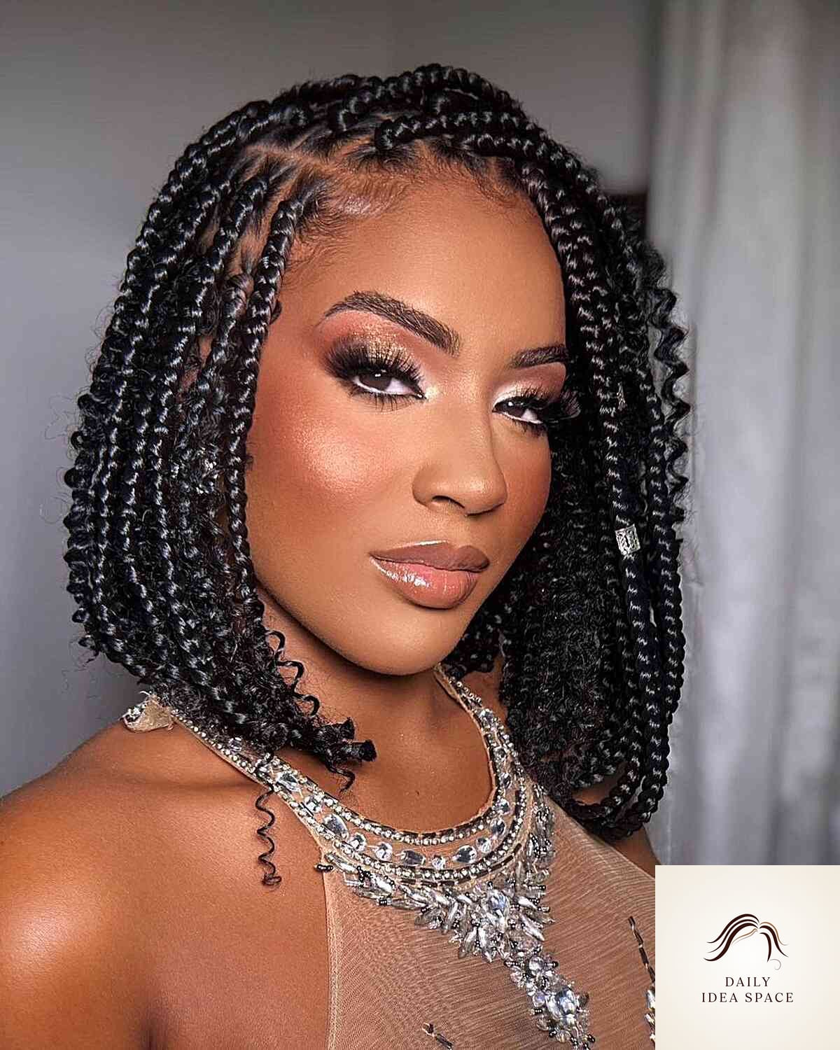 25 Tranças Box Braids Ideas That Are Going Viral on Pinterest Right Now 13 Curly Box Braids on Neck-Length Hair