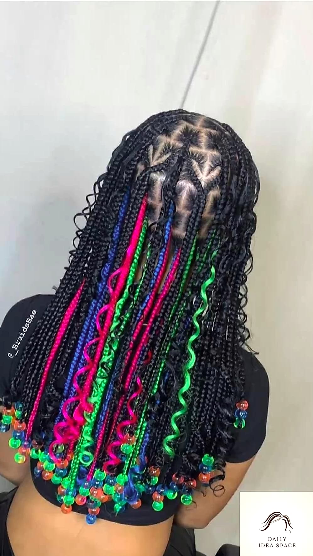 Curly Ends Braids with Mixed Bead Sizes