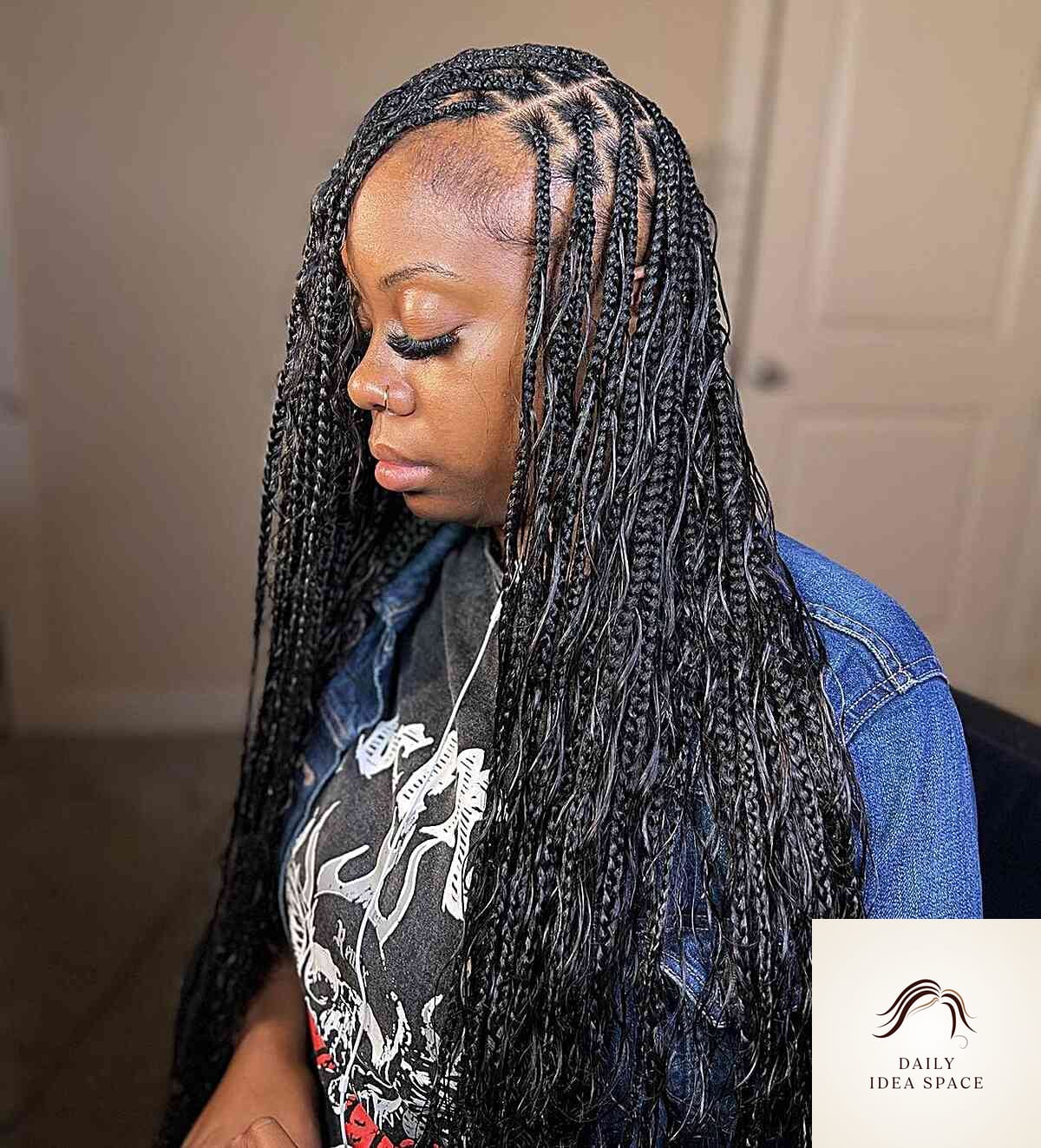 Deep Side-Parted Bohemian Braids
