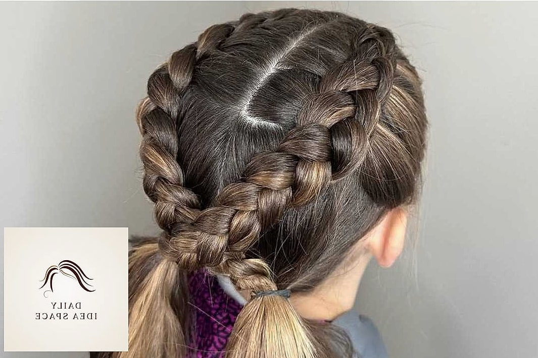 Double Dutch Braids into Loose Buns