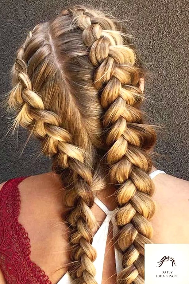Dutch Braid Pigtails Into a Bun