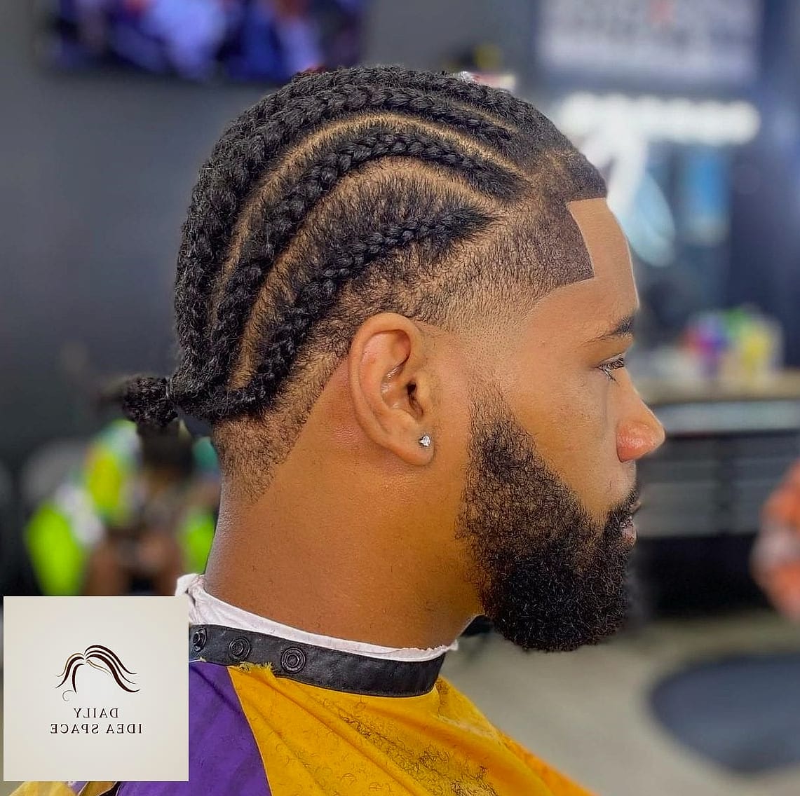 25 Braids For Men Ideas That Are Going Viral on Pinterest Right Now 3 Feed-In Braids With A Fade