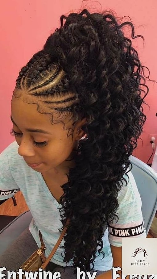 Feed-In Braids with a High Ponytail