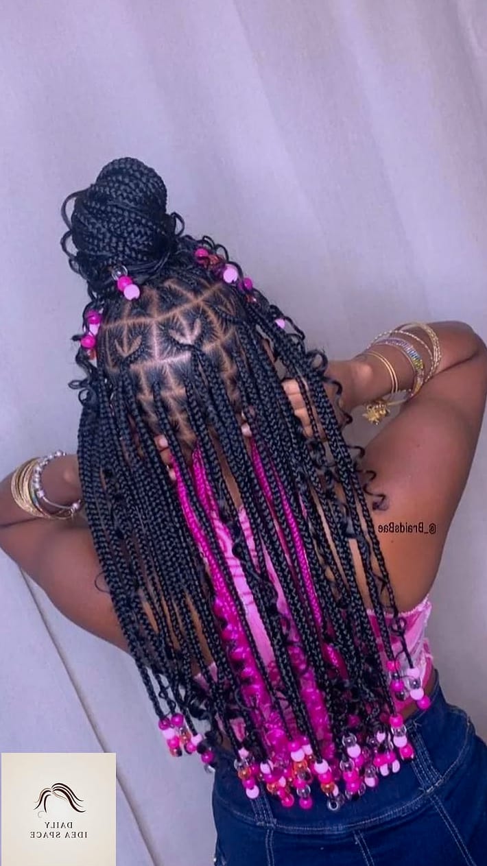Feed-In Braids with Colorful Accents