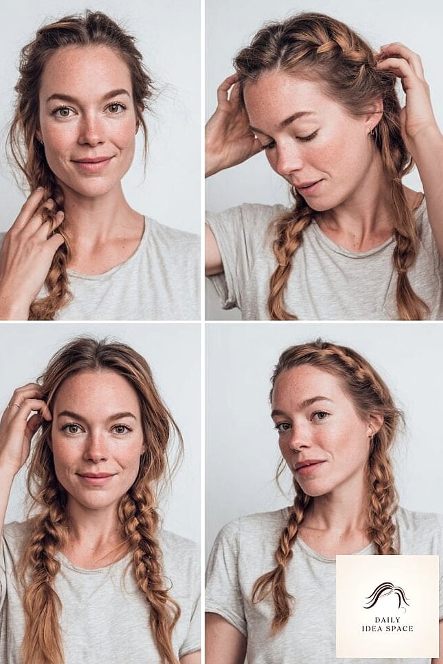 French Braid Pigtails With Face-Framing Pieces